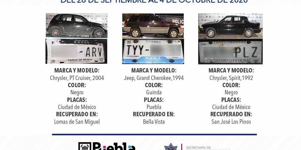 VEHÍCULOS RECUPERADOS DEL 28 DE SEPTIEMBRE AL 4 DE OCTUBRE (1)