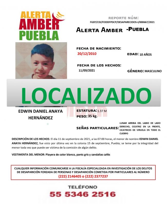 Desactivación Alerta Amber Edwin Daniel