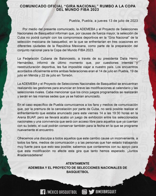 COMUNICADO – SELECCIÓN NACIONAL 130723